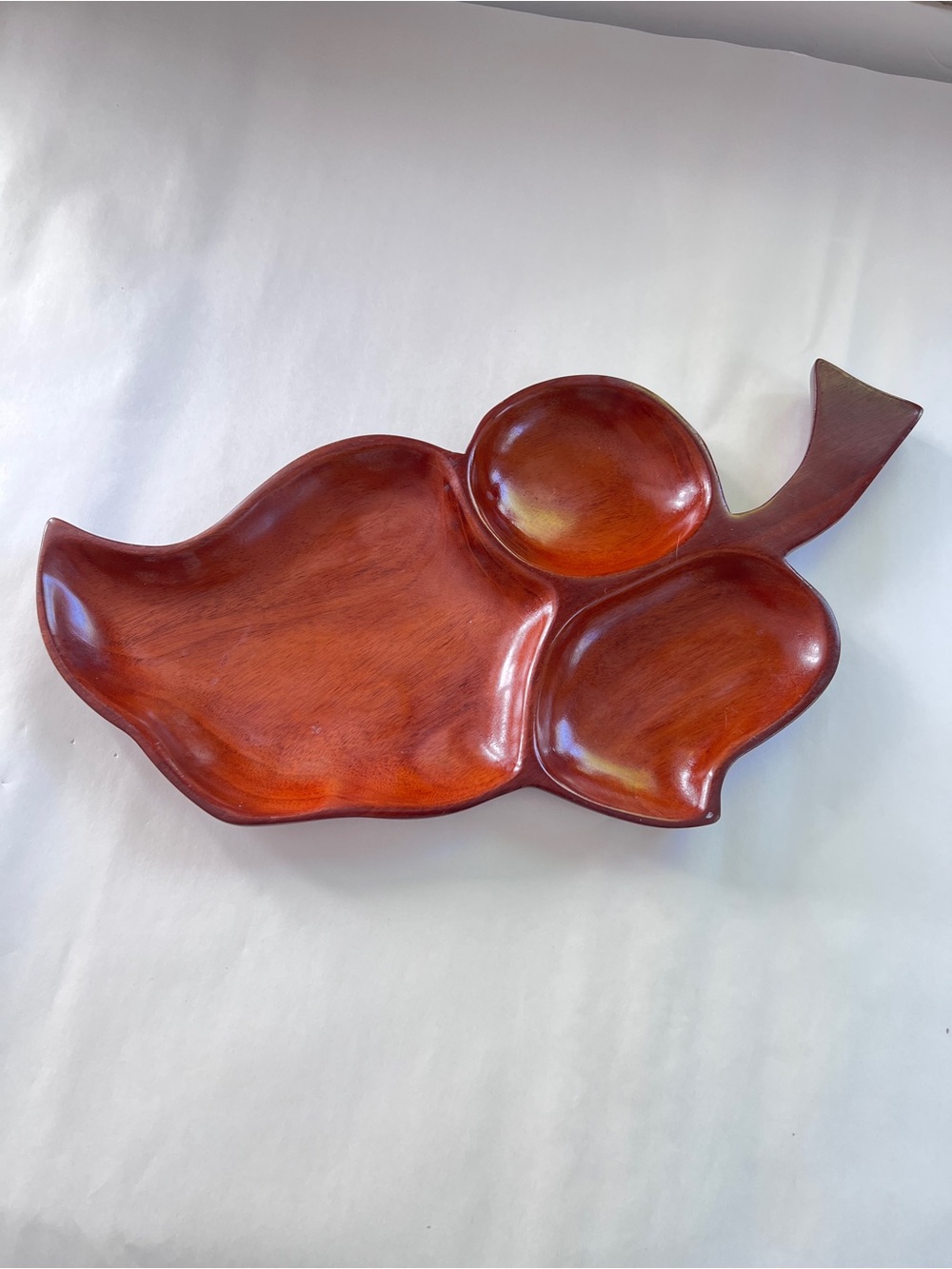 Vintage MCM Mahogany Wood Nut Dish Handmade in Haiti
